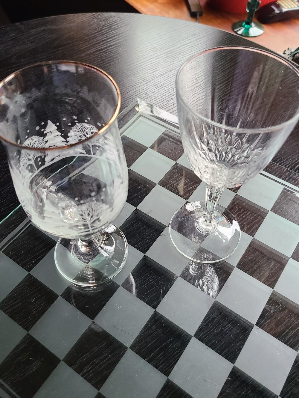 Clear Glass Wine Glasses Mis Match - 2